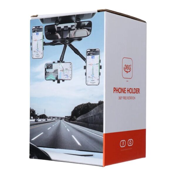 Βάση Αυτοκινήτου Για Κινητό 360° Car Rearview Mirror Phone Holder Μαύρη