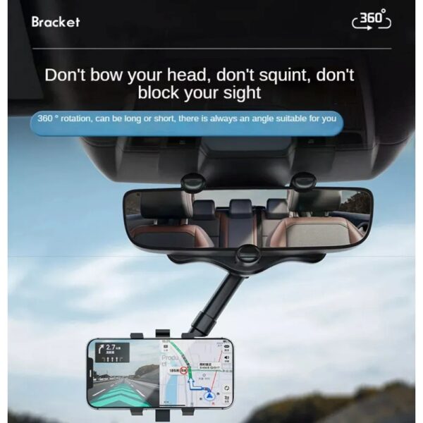Βάση Αυτοκινήτου Για Κινητό 360° Car Rearview Mirror Phone Holder Μαύρη