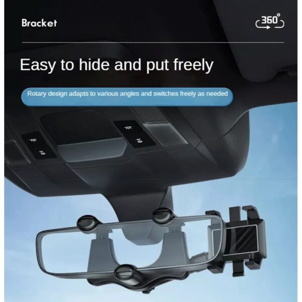 Βάση Αυτοκινήτου Για Κινητό 360° Car Rearview Mirror Phone Holder Μαύρη