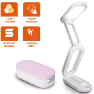 LTC Φωτιστικό Γραφείου LXL1964R με Λειτουργία Αφής 1200mAh 4W Λευκό - Ροζ