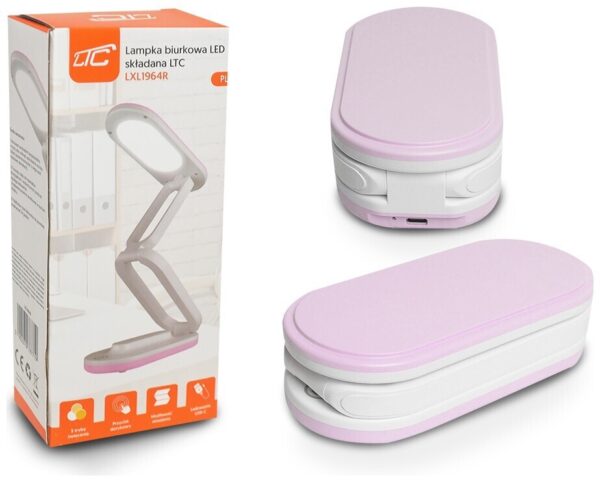 LTC Φωτιστικό Γραφείου LXL1964R με Λειτουργία Αφής 1200mAh 4W Λευκό - Ροζ