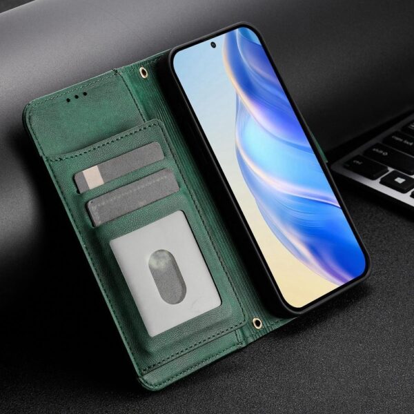 Tel1 Xiaomi Redmi Note 14 Pro 5G / 14 Pro Plus 5G / Poco X7 5G Card Slots Zipper Wallet Flip Θήκη Βιβλίο - Green