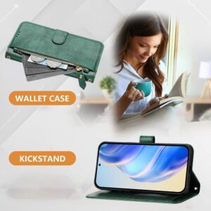 Tel1 Xiaomi Redmi Note 14 Pro 5G / 14 Pro Plus 5G / Poco X7 5G Card Slots Zipper Wallet Flip Θήκη Βιβλίο - Green