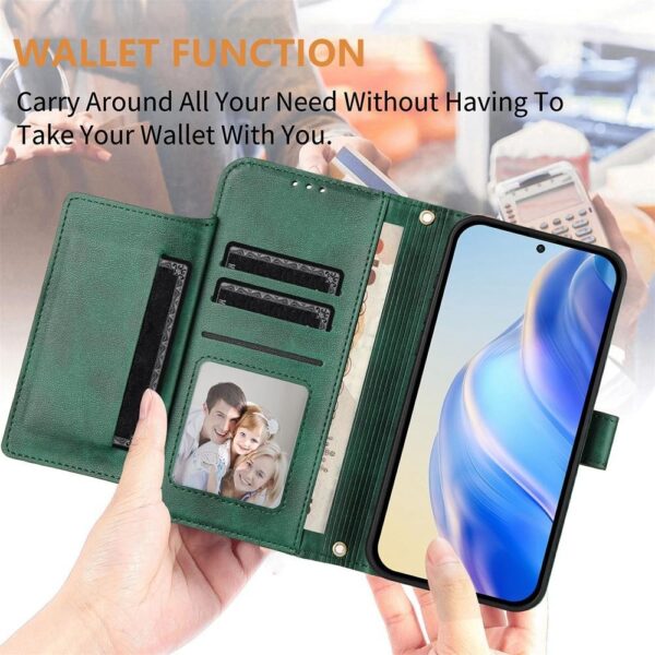 Tel1 Xiaomi Redmi Note 14 Pro 5G / 14 Pro Plus 5G / Poco X7 5G Card Slots Zipper Wallet Flip Θήκη Βιβλίο - Green