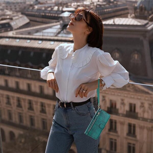 Tel1 Xiaomi Redmi Note 14 Pro 5G / 14 Pro Plus 5G / Poco X7 5G Card Slots Zipper Wallet Flip Θήκη Βιβλίο - Green