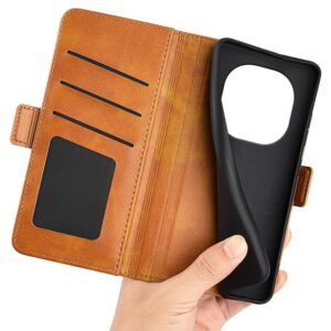 Tel1 Xiaomi Redmi Note 14 Pro 5G, 14 Pro Plus 5G, Poco X7 5G Magnetic Buckle Horizontal Flip Θήκη Βιβλίο - Brown