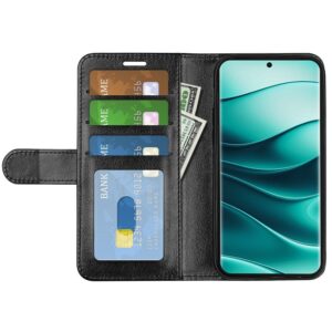 Tel1 Xiaomi Redmi Note 14 Pro 5G/4G, 14 Pro Plus 5G, Poco X7 5G R64 Texture Horizontal Θήκη Βιβλίο - Black