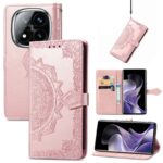 Tel1 Xiaomi Redmi Note 14 Pro 5G / 14 Pro Plus 5G/ Poco X7 5G Mandala Flower Embossed Θήκη Βιβλίο - Rose Gold