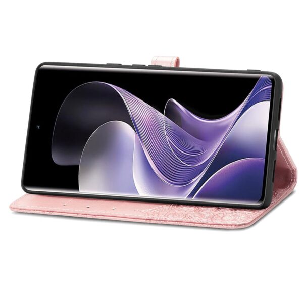 Tel1 Xiaomi Redmi Note 14 Pro 5G / 14 Pro Plus 5G/ Poco X7 5G Mandala Flower Embossed Θήκη Βιβλίο - Rose Gold