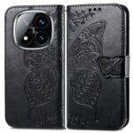 Tel1 Xiaomi Redmi Note 14 Pro 4G / 14 Pro Plus 5G/ Poco X7 5G Butterfly Flower Embossed Θήκη Βιβλίο - Black