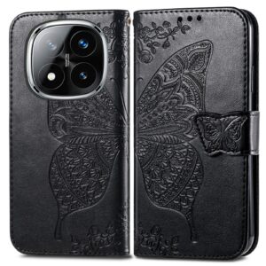 Tel1 Xiaomi Redmi Note 14 Pro 4G / 14 Pro Plus 5G/ Poco X7 5G Butterfly Flower Embossed Θήκη Βιβλίο - Black