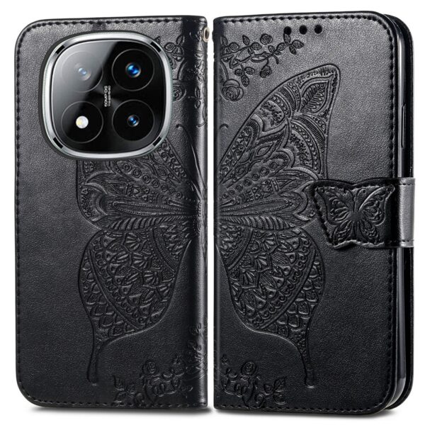 Tel1 Xiaomi Redmi Note 14 Pro 4G / 14 Pro Plus 5G/ Poco X7 5G Butterfly Flower Embossed Θήκη Βιβλίο - Black