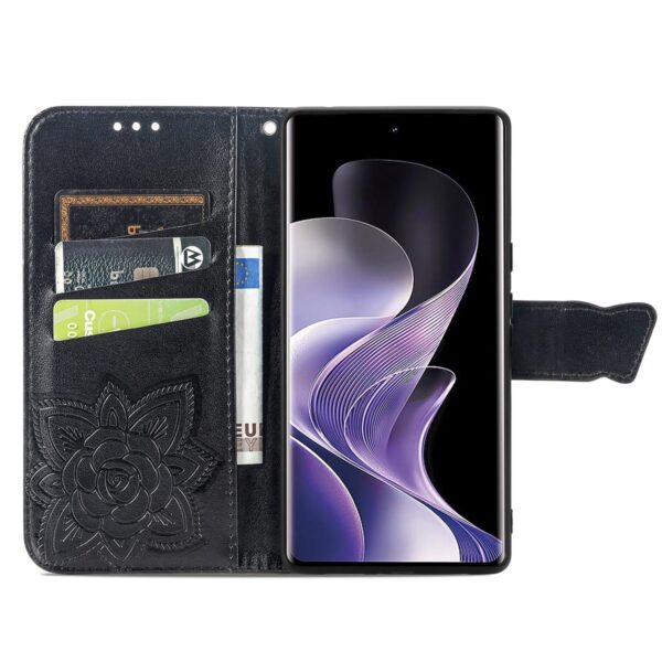 Tel1 Xiaomi Redmi Note 14 Pro 4G / 14 Pro Plus 5G/ Poco X7 5G Butterfly Flower Embossed Θήκη Βιβλίο - Black