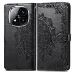 Tel1 Xiaomi Redmi Note 14 Pro 5G / 14 Pro Plus 5G/ Poco X7 5G Mandala Flower Embossed Θήκη Βιβλίο - Black