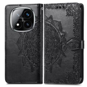 Tel1 Xiaomi Redmi Note 14 Pro 5G / 14 Pro Plus 5G/ Poco X7 5G Mandala Flower Embossed Θήκη Βιβλίο - Black