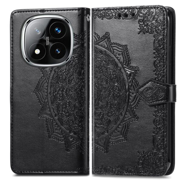 Tel1 Xiaomi Redmi Note 14 Pro 5G / 14 Pro Plus 5G/ Poco X7 5G Mandala Flower Embossed Θήκη Βιβλίο - Black