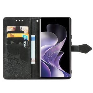 Tel1 Xiaomi Redmi Note 14 Pro 5G / 14 Pro Plus 5G/ Poco X7 5G Mandala Flower Embossed Θήκη Βιβλίο - Black