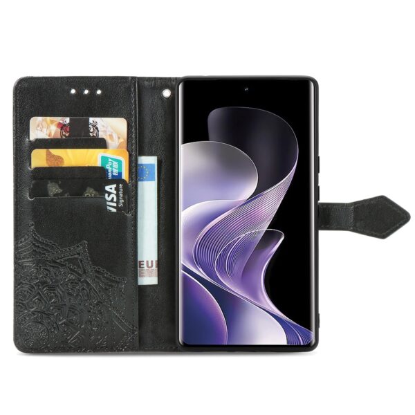 Tel1 Xiaomi Redmi Note 14 Pro 5G / 14 Pro Plus 5G/ Poco X7 5G Mandala Flower Embossed Θήκη Βιβλίο - Black