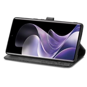 Tel1 Xiaomi Redmi Note 14 Pro 5G / 14 Pro Plus 5G/ Poco X7 5G Mandala Flower Embossed Θήκη Βιβλίο - Black