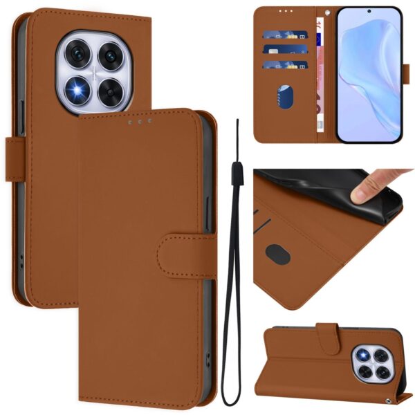 Tel1 Xiaomi Redmi Note 14 Pro 5G / 14 Pro Plus 5G / Poco X7 5G Skin Feel Solid Θήκη Βιβλίο - Brown