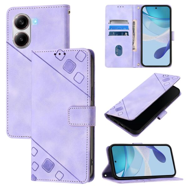 Tel1 Xiaomi Poco X7 Pro 5G Skin Feel Embossed Θήκη Βιβλίο - Light Purple