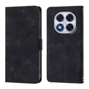 Tel1 Xiaomi Redmi Note 14 Pro 5G / 14 Pro Plus 5G / Poco X7 5G Skin Feel Embossed Θήκη Βιβλίο - Black