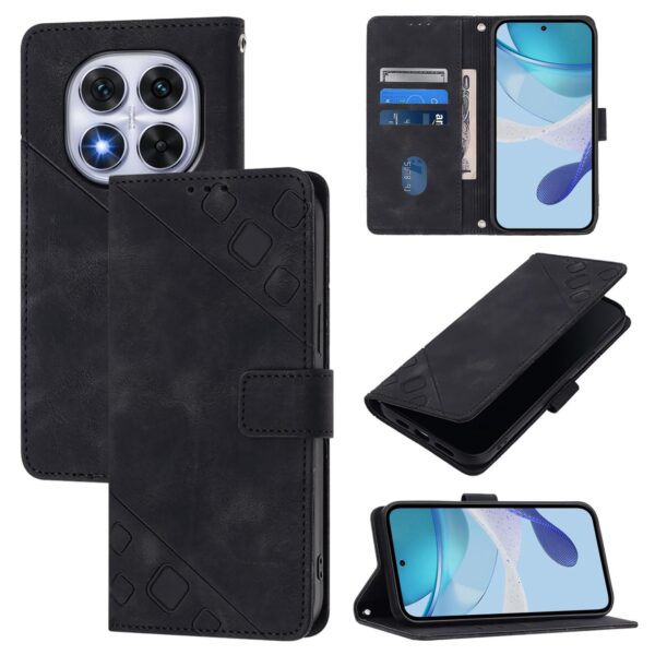 Tel1 Xiaomi Redmi Note 14 Pro 5G / 14 Pro Plus 5G / Poco X7 5G Skin Feel Embossed Θήκη Βιβλίο - Black