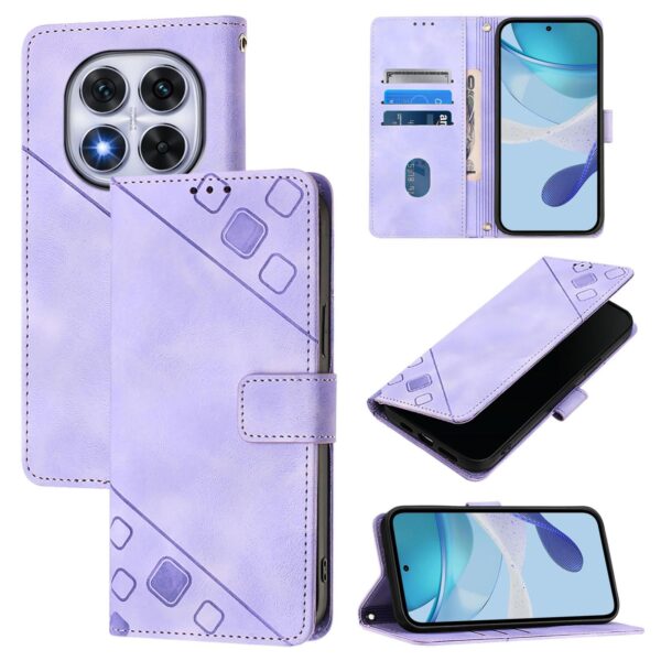 Tel1 Xiaomi Redmi Note 14 Pro 5G / 14 Pro Plus 5G/ Poco X7 5G Skin Feel Embossed Θήκη Βιβλίο - Purple