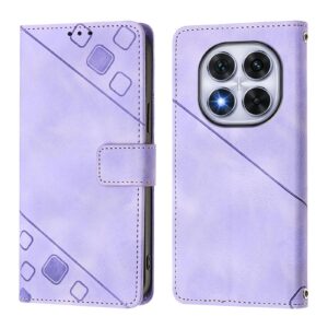 Tel1 Xiaomi Redmi Note 14 Pro 5G / 14 Pro Plus 5G/ Poco X7 5G Skin Feel Embossed Θήκη Βιβλίο - Purple