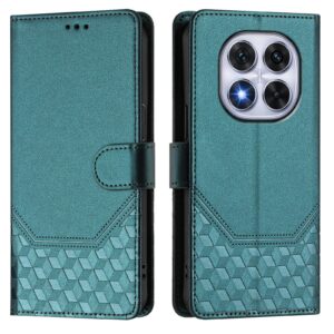 Tel1 Xiaomi Redmi Note 14 Pro 5G / 14 Pro Plus 5G / Poco X7 5G Honeycomb Embossing RFID Θήκη Βιβλίο - Green