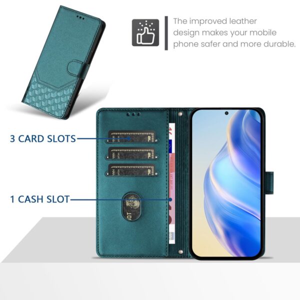 Tel1 Xiaomi Redmi Note 14 Pro 5G / 14 Pro Plus 5G / Poco X7 5G Honeycomb Embossing RFID Θήκη Βιβλίο - Green