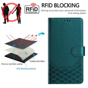 Tel1 Xiaomi Redmi Note 14 Pro 5G / 14 Pro Plus 5G / Poco X7 5G Honeycomb Embossing RFID Θήκη Βιβλίο - Green
