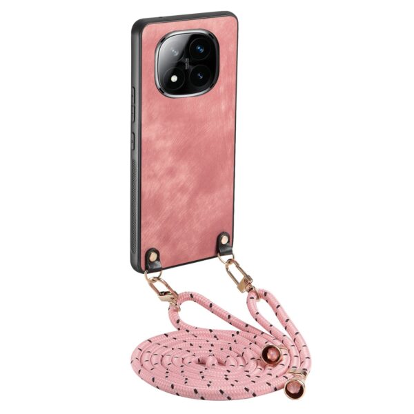 Forcell Xiaomi Redmi Note 14 Pro 5G / Poco X7 5G Vintage Back Cover with Strap Θήκη Σκληρή - Pink
