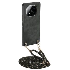 Forcell Xiaomi Redmi Note 14 Pro 5G / Poco X7 5G Vintage Back Cover with Strap Θήκη Σκληρή - Black