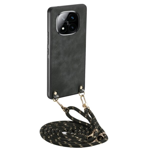 Forcell Xiaomi Redmi Note 14 Pro 5G / Poco X7 5G Vintage Back Cover with Strap Θήκη Σκληρή - Black