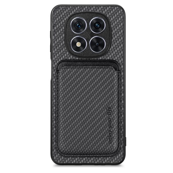Forcell Xiaomi Redmi Note 14 Pro Plus 5G Carbon Fiber Card Magnetic Θήκη Σιλικόνης - Black