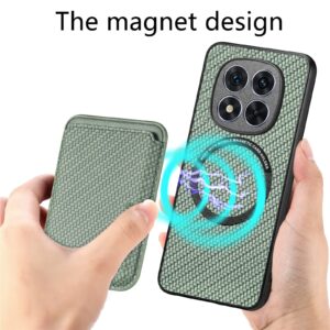 Forcell Xiaomi Redmi Note 14 Pro Plus 5G Carbon Fiber Card Magnetic Θήκη Σιλικόνης - Green