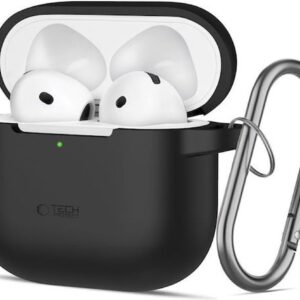 AirPods 4 Θήκη Σιλικόνης Tech-Protect Earphone Protective Silicone Case with Hook Black