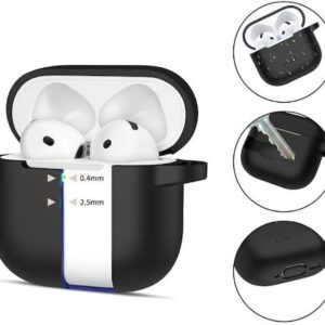 AirPods 4 Θήκη Σιλικόνης Tech-Protect Earphone Protective Silicone Case with Hook Black