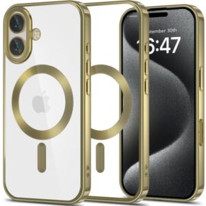 Tech Protect iPhone 16 MagSafe Θήκη Με πλαίσιο Σιλικόνης Διάφανη - Satin Gold