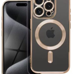 Forcell iPhone 15 Pro MagSafe Electro Θήκη Με Πλαίσιο Σιλικόνης Διάφανη - Gold