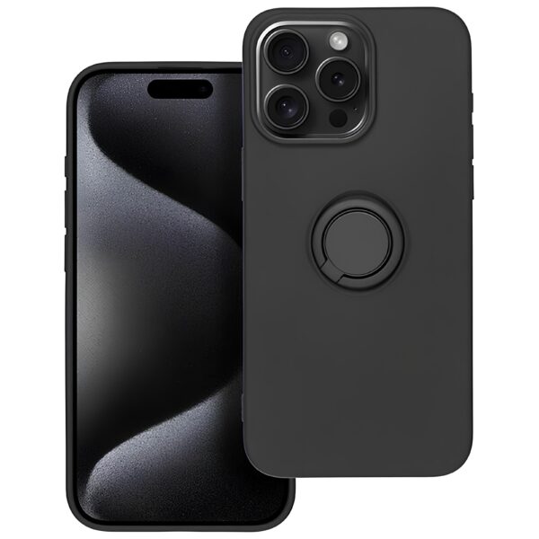 Forcell iPhone 16 Pro Ring Θήκη Σιλικόνης - Black