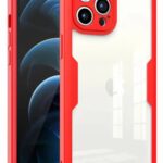 Forcell iPhone 11 Pro Max Shockproof Θήκη Με Πλαίσιο Σιλικόνης Διάφανη - Red