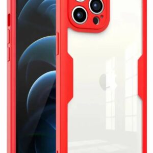 Forcell iPhone 11 Pro Max Shockproof Θήκη Με Πλαίσιο Σιλικόνης Διάφανη - Red