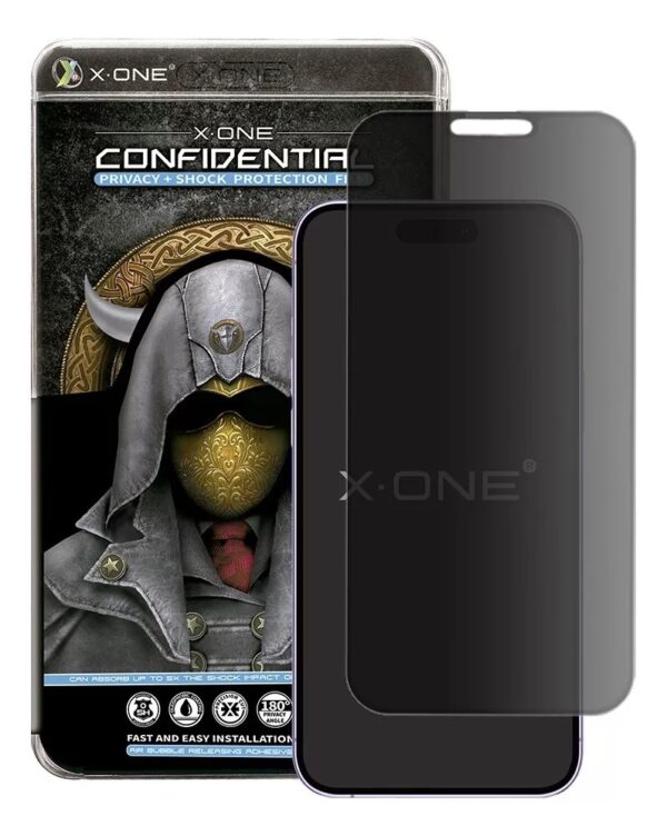 iPhone 15 Pro Προστασία Οθόνης Φιμέ X-One 2.5D Extra Strong Privacy Full Glue Tempered Glass iPhone 15 Pro Προστασία Οθόνης Φιμέ X-One 2.5D Extra Strong Privacy Full Glue Tempered Glass