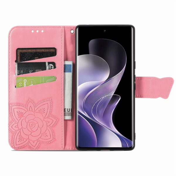Tel1 Xiaomi Redmi Note 14 Pro 5G / 14 Pro Plus 5G/ Poco X7 5G Butterfly Flower Embossed Θήκη Βιβλίο - Pink