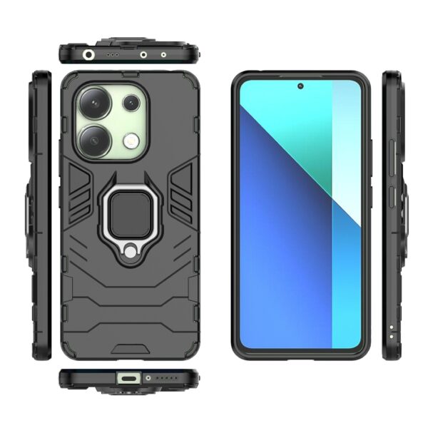 Xiaomi Redmi Note 13 4G Σκληρή Θήκη Μαύρη Με Σταντ Shockproof PC + TPU Phone Case with Magnetic Ring Holder Black