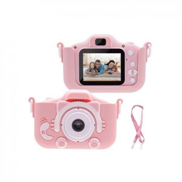 Επαναφορτιζόμενη Ψηφιακή Παιδική Φωτογραφική Μηχανή - Κάμερα Cute Kitty X5 Pink