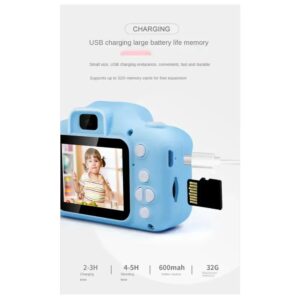 Επαναφορτιζόμενη Ψηφιακή Παιδική Φωτογραφική Μηχανή - Κάμερα Cute Kitty X5 Blue