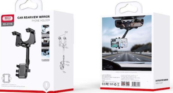 XO-C115 Βάση Κινητού Για Καθρέφτη με Ρυθμιζόμενα Άγκιστρα Μαύρη